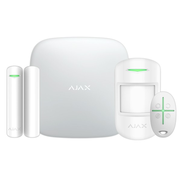 Комплект охранной сигнализиции Ajax StarterKit 2 (централь, датчик движения, датчик открытия дверей, брелок управления), белый