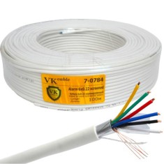 Кабель сигнальный VKcable 6 жил (7х0.22мм) в экране, CU, 100м, белый Кабель сигнальный VKcable 6 жил (7х0.22мм) в экране, CU, 100м, белый