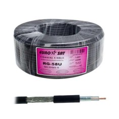 Кабель коаксиальный RG-58U 50 ОМ (0.8СU+2.9PE+Al foil+64х0,12CCA), диам - 5мм, чёрный, 100м