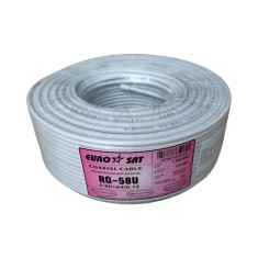 Кабель коаксиальный RG-58U 50 ОМ (0.8СU+2.9PE+Al foil+64х0,12CCA), диам - 5мм, белый, 100м