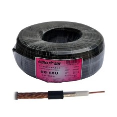 Кабель коаксиальный RG-58U 50 ОМ (0.8СU+2.9Phisic.PE+Al+64х0,12CCA), диам - 5мм, чёрный, 100м