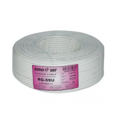 Кабель коаксиальный RG-59 75 ОМ (0,5CU+3.1PE+Al+32/0,12), диам - 4,8мм, белый, 100м