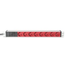 Блок розеток DIGITUS DN-95410-R 1U 8xSchuko red 10A 250V вилка C14 Блок розеток DIGITUS DN-95410-R 1U 8xSchuko red 10A 250V вилка C14