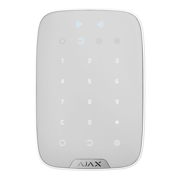 Безпровідна сенсорна клавіатура Ajax Keypad Plus з підтримкою безконтактних карт та брелків, біла