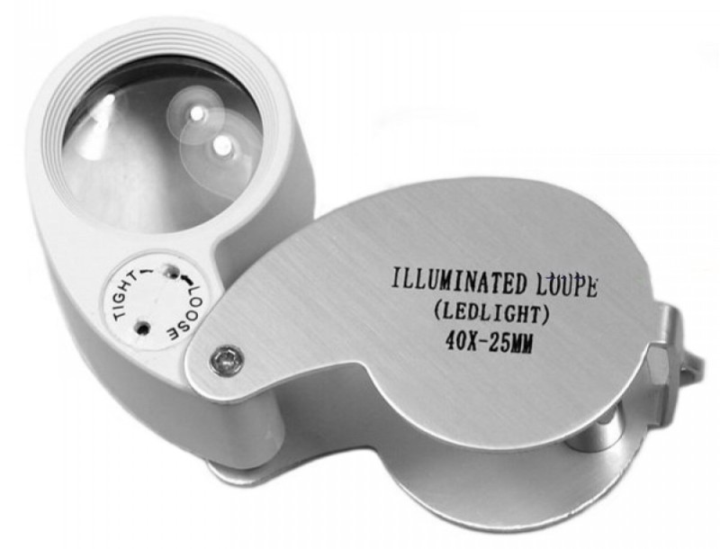 Лупа ювелірна Magnifier MG21011, збіль.- 30X, діам.- 25мм c Led - 1