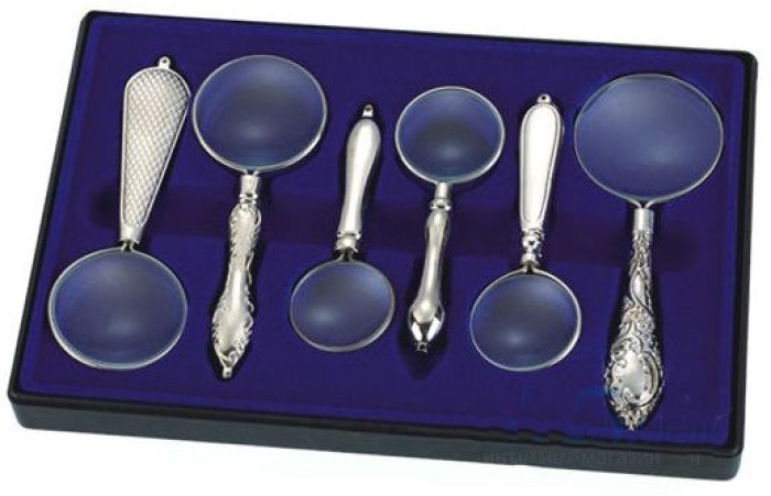 Подарунковий набір ручних луп з срібним напиленням в пластиковому кейсі Magnifier 18155 - 1