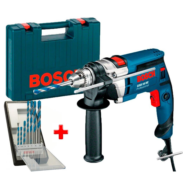 Дриль ударний Bosch GSB 16 RE Professional + набір свердел Robust LIne CYL-9 + кейс для зберігання