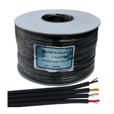 Кабель низькочастотний 4 жили в екрані (діам.2,8х11,2мм), CU, 100м, чорний, плоский, на котушці Кабель низькочастотний 4 жили в екрані (діам.2,8х11,2мм), CU, 100м, чорний, плоский, на котушці