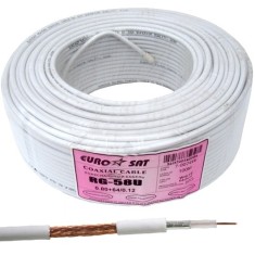 Кабель коаксиальный RG-58U (0,8CU+2,9PE+AL-foil+64х0,12CCA), одножильный, диам-5.0мм, белый, 100м