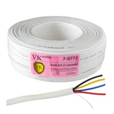 Кабель сигнальный VKcable 4 жилы (7х0.22мм) без экрана, CU, 100м, белый Кабель сигнальный VKcable 4 жилы (7х0.22мм) без экрана, CU, 100м, белый