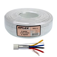 Кабель сигнальный EPLEX 4 жилы (7х0.22мм) в экране, CU, 100м, белый Кабель сигнальный EPLEX 4 жилы (7х0.22мм) в экране, CU, 100м, белый