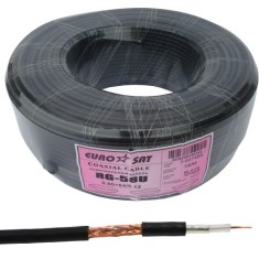 Кабель коаксиальный RG-58U (0,8CU+2,9PE+AL-foil+64х0,12CCA), одножильный, диам-5.0мм, черный, 100м