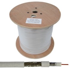 Кабель коаксиальный RG-6 (1,02CU+4,7PE+96/0,12TCU), одножильный, диам-6.8мм, белый, на катушке, 305м
