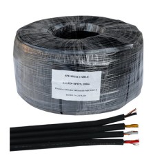Кабель низькочастотний 4 жили в екрані (діам.2,6х10,4мм), CU, 100м, чорний, плоский Кабель низькочастотний 4 жили в екрані (діам.2,6х10,4мм), CU, 100м, чорний, плоский