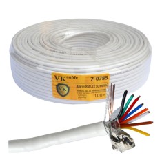 Кабель сигнальный VKcable 8 жил (7х0.22мм) в экране, CU, 100м, белый Кабель сигнальный VKcable 8 жил (7х0.22мм) в экране, CU, 100м, белый