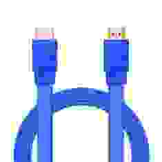 Шнур E-Cable HDMI - HDMI, 3м, v1.4, 3D, Hi-Speed, flat-series, blue (EC555122)