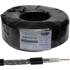 Кабель коаксиальный RG-59 (0,81CU+AL-foil+64/0,12AL), одножильный, диам-6.1мм, черный, 100м