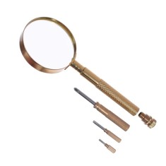 Ручная лупа Magnifier MG18148, увел.- 5Х, диам.- 65мм с набором отверток в ручке Ручная лупа Magnifier MG18148, увел.- 5Х, диам.- 65мм с набором отверток в ручке