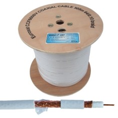 Кабель коаксиальный RG-6 (1,02CU+4,7PE+CU-foil+64/0,12CCA+PE), одножильный, диам-7.0мм, белый, на катушке, 305м
