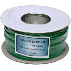 Кабель микрофонный 2 жилы (диам.4,0мм), CU, 100м, зеленый, плоский, на катушке