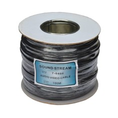 Кабель низькочастотний 2 жили в екрані (діам.3,0х6,0мм), CU, 100м, чорний, плоский, на котушці Кабель низькочастотний 2 жили в екрані (діам.3,0х6,0мм), CU, 100м, чорний, плоский, на котушці