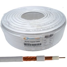 Кабель коаксиальный RG-6/64CU (1,02CU+CCA-foil+64x0,12CU), одножильный, диам-6.8мм, белый, 100м