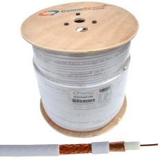 Кабель коаксиальный RG-6/48CCA (1,02CCS+CCA-foil+48x0,12), одножильный, диам-6.8мм, белый, на катушке, 305м