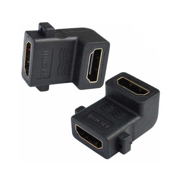 Переходник E-Cable гнездо HDMI - гнездо HDMI, угловой, gold (EC55558)