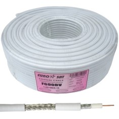 Кабель коаксиальный RG-6 (F690BV) EuroSat, одножильный, диам-6.9мм, белый, 100м