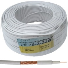 Кабель коаксіальний РК -75-3-32B (0,65CU+96х0,12CU), одножильний, діам-4.4мм, білий, 200м Кабель коаксіальний РК -75-3-32B (0,65CU+96х0,12CU), одножильний, діам-4.4мм, білий, 200м