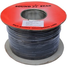 Кабель микрофонный 2 жилы (диам.5,5мм), CU, 100м, черный, круглый, на катушке