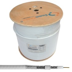 Кабель коаксиальный RG-6 (F660 Tri-Shield), 2 фольги + экран, одножильный, диам-7.1мм, белый, на катушке, 305м