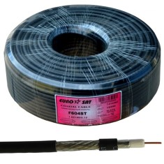 Кабель коаксиальный RG-6 (1,02CCS+4,8PE+48/0,12AL-MG), одножильный, диам-6.5мм, черный, 100м