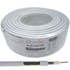 Кабель коаксиальный RG-59 (0,81CU+AL-foil+64/0,12AL), одножильный, диам-6.1мм, белый, 100м