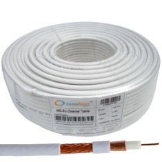 Кабель коаксиальный RG-6/64CCA (1,02CCS+CCA-foil+64x0,12), одножильный, диам-6.8мм, белый, 100м