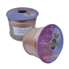 Кабель низькочастотний 2 жили в екрані (діам.3,6x7,2мм), CU, 100м, прозорий, плоский, на котушці Кабель низькочастотний 2 жили в екрані (діам.3,6x7,2мм), CU, 100м, прозорий, плоский, на котушці