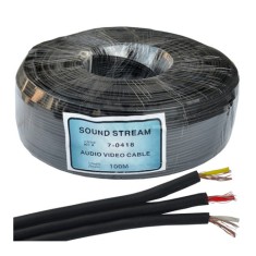 Кабель низькочастотний 3 жили в екрані (діам.2,6х7,8мм), CU, 100м, чорний, плоский Кабель низькочастотний 3 жили в екрані (діам.2,6х7,8мм), CU, 100м, чорний, плоский