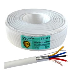 Кабель сигнальный VKcable 4 жилы (7х0.22мм) в экране, CCA, 100м, белый Кабель сигнальный VKcable 4 жилы (7х0.22мм) в экране, CCA, 100м, белый