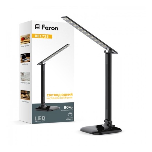 Настольная лампа LED Feron DE1725BK