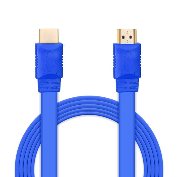Шнур E-Cable HDMI - HDMI, 0.5м, v1.4, 3D, Hi-Speed, flat-series, blue (EC55512)