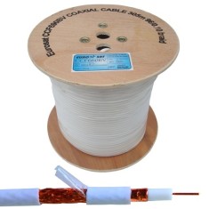 Кабель коаксиальный RG-6 (1,02CU+4,7PE+CU-foil+96/0,12CCA+PE), одножильный, диам-7.0мм, белый, на катушке, 305м