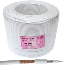 Кабель коаксиальный RG-59 (0,5CU+3,1PE+AL+64/0,12), одножильный, диам-4.8мм, белый, 300м