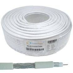 Кабель коаксиальный RG-6/32 (1,02CCS+AL-foil+32x0,12AL), одножильный, диам-6.8мм, белый, 100м