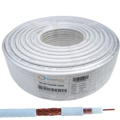 Кабель коаксиальный RG-6/96CCA (1,02CCS+CCA-foil+96x0,12), одножильный, диам-6.8мм, белый, 100м