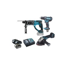 Набор инструментов Makita DLXMUA504 (перфаратор DHR202Z, угловая шлифмашина DGA504Z, шуруповерт DDF482Z, аккумулятор BL1830 — 3шт., зарядное устройств Набор инструментов Makita DLXMUA504 (перфаратор DHR202Z, угловая шлифмашина DGA504Z, шуруповерт DDF482Z, аккумулятор BL1830 — 3шт., зарядное устройств