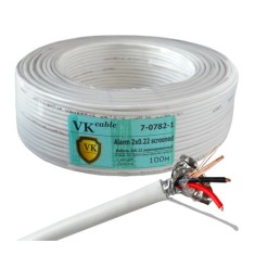 Кабель сигнальный VKcable 2 жилы (7х0.22мм) в экране, CCA, 100м, белый Кабель сигнальный VKcable 2 жилы (7х0.22мм) в экране, CCA, 100м, белый