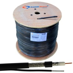 Кабель коаксиальный RG-6 (F660BVM) наружный с тросом, одножильный, диам-6.8мм, черный, на катушке, 305м