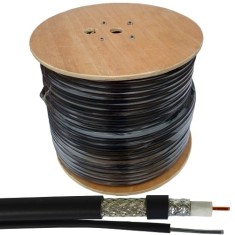 Кабель коаксиальный RG-11 (F1160BVM) EuroSat, с тросом, одножильный, диам-10.2мм, черный, на катушке, 305м