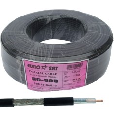 Кабель коаксиальный RG-58C/U (19x0,18CU/64х0,12TCU), многожильный, диам-5.0мм, черный, 100м