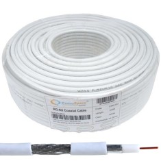 Кабель коаксиальный RG-6/64 (1,02CCS+AL-foil+64x0,12AL), одножильный, диам-6.8мм, белый, 100м